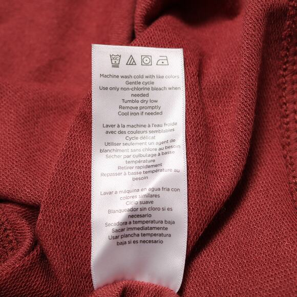 Danskin Tapered Terry Pullover Hoodie with Thumbholes Dark Rose Red Size L - Picture 9 of 10